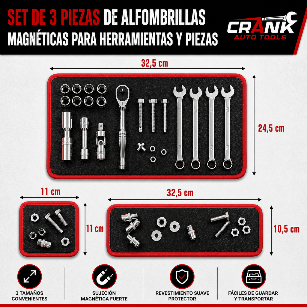 Set Magnético de 3 Piezas para Herramientas y Tornillería