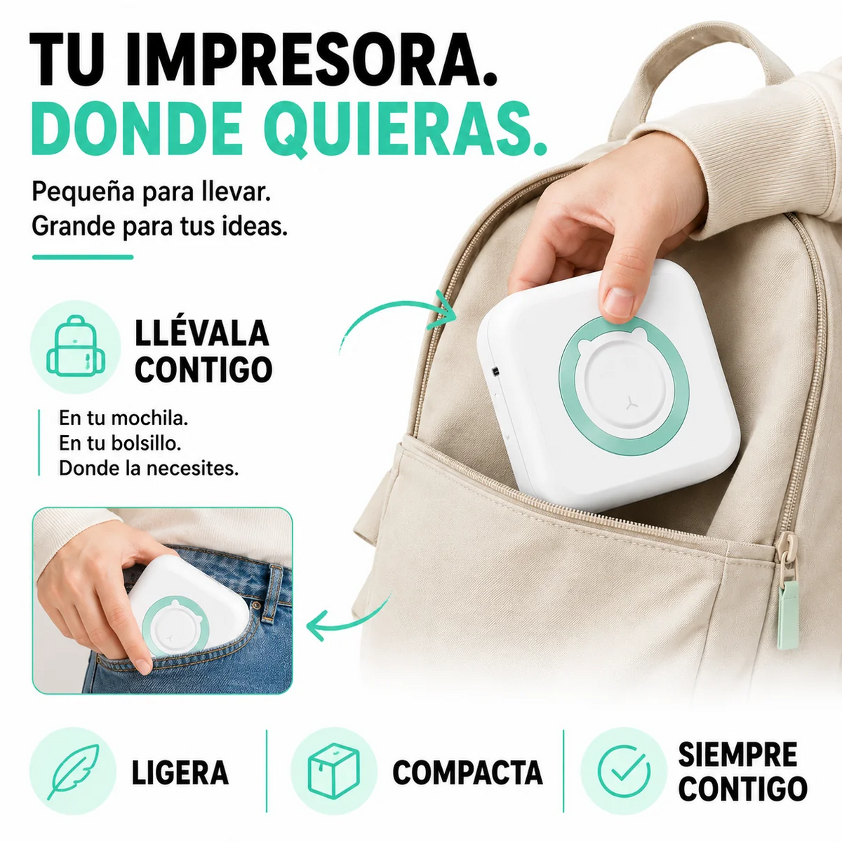Mini Impresora Térmica Portátil.