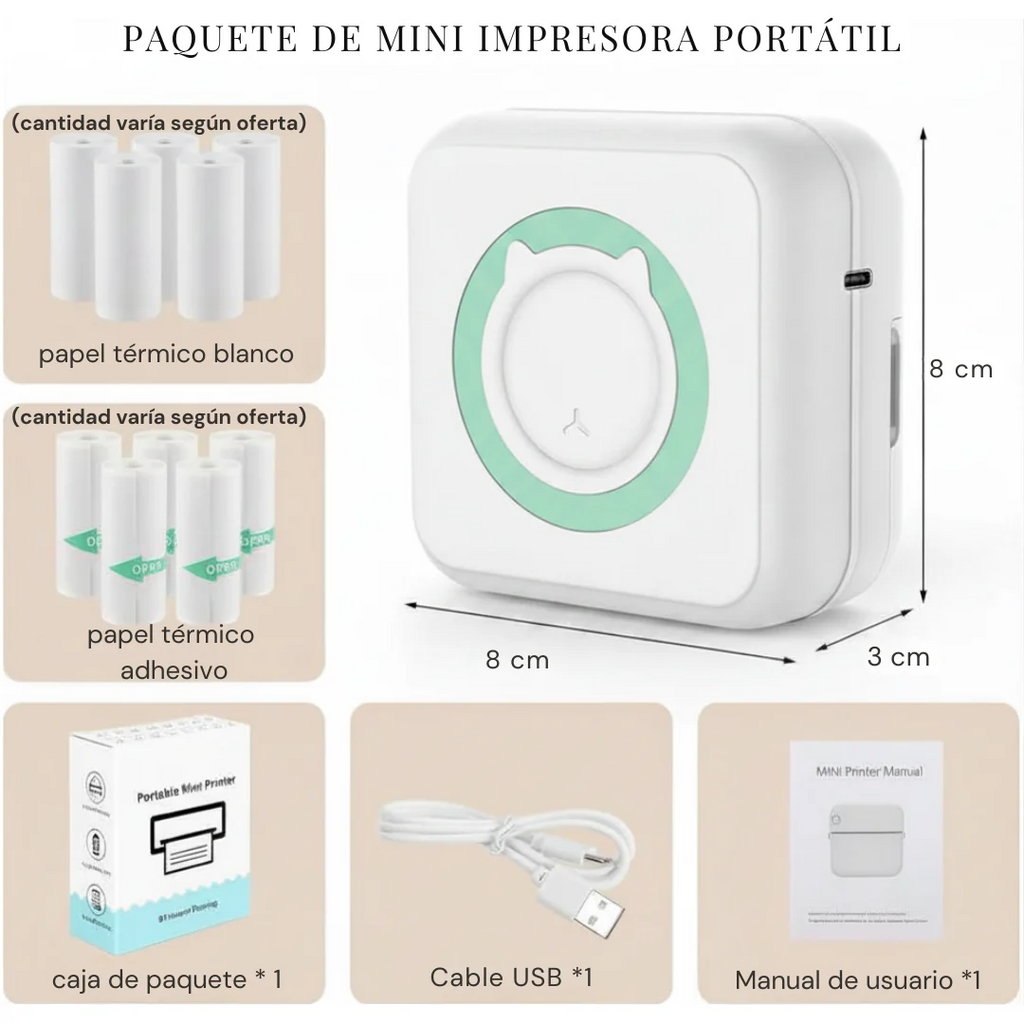 Mini Impresora Térmica Portátil.