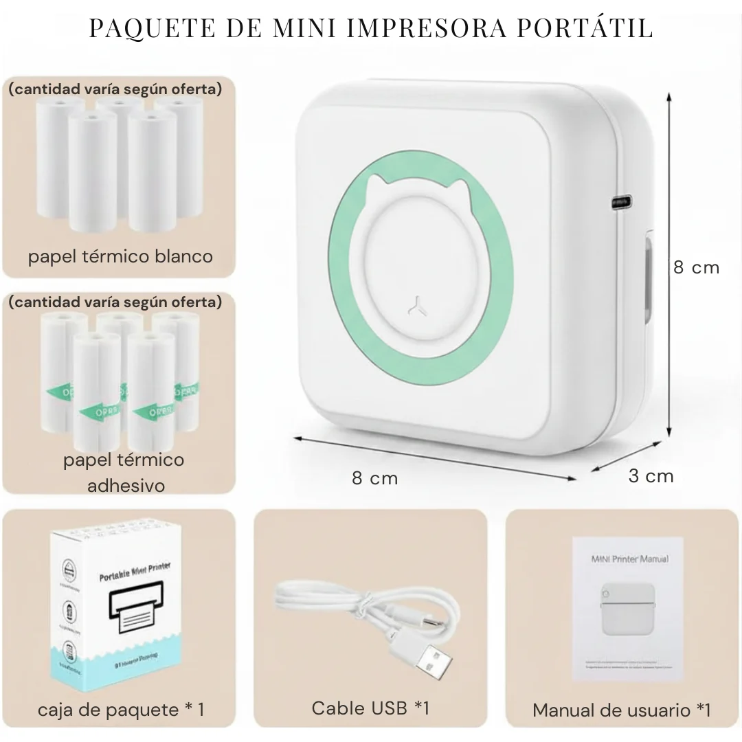 Mini Impresora Térmica Portátil.